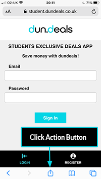 dun.deals - Add to home step1 iphone