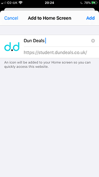 dun.deals - Add to home step 3 iphone